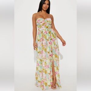 Fashion Nova Floral Maxi Dress - Mint/combo Large